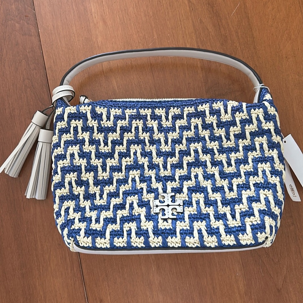 BNWT Tory Burch Thea straw small shoulder bag - Picture 1 of 7